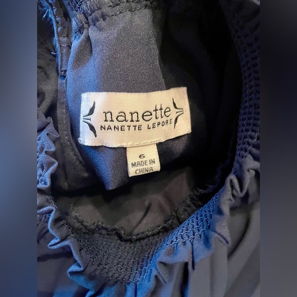 Nanette Lepore Navy Accordion Pleat Smocked Midi Dress Size 6 Office Work Party - Picture 9 of 12